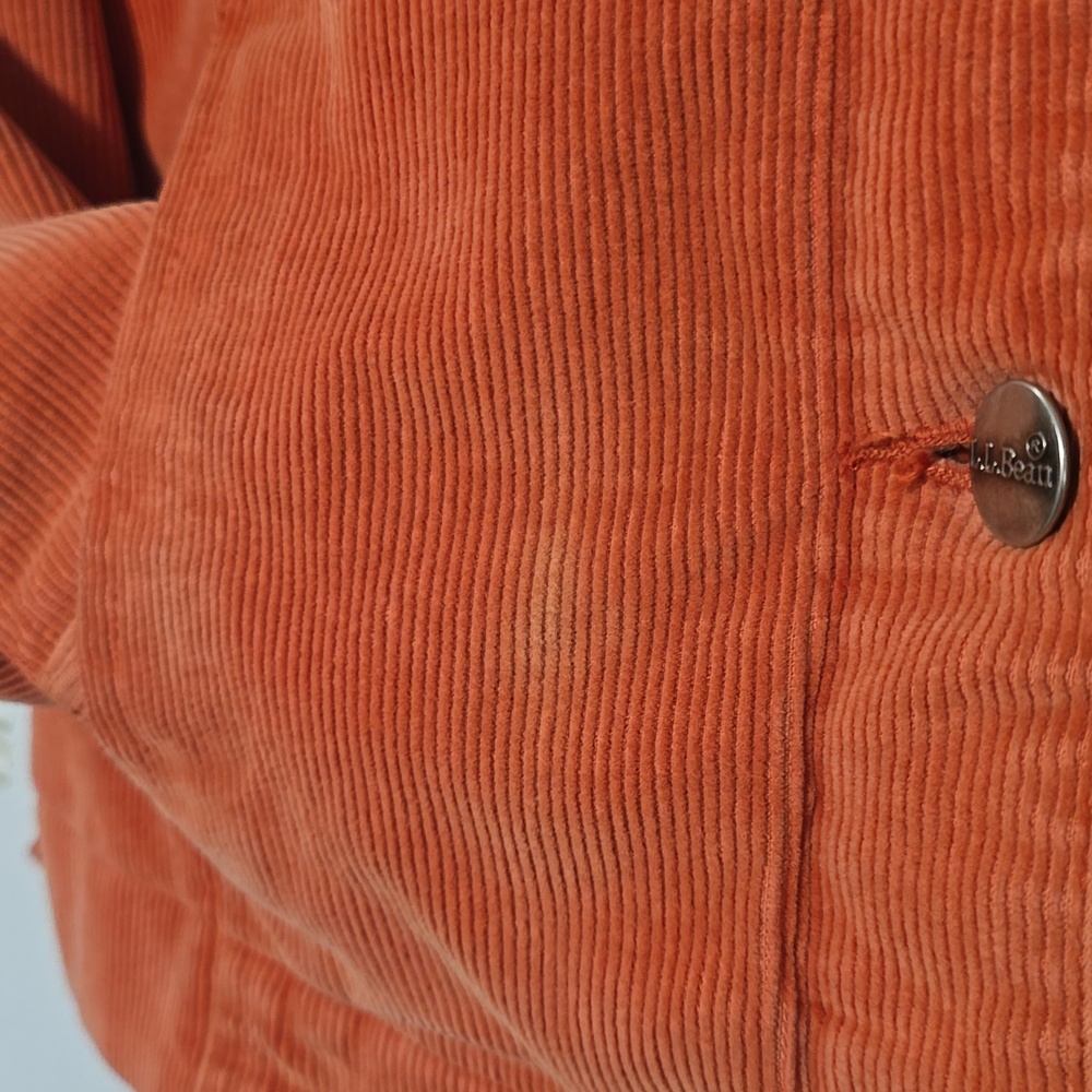Wonderful Pink Salmon LL Bean Corduroy Jean Jacket XS Lined w/ Floral Flannel - Picture 5 of 10